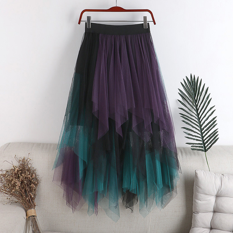 2025 New High-Waisted Slimming Look Multi-Layered Asymmetrical Mesh Splicing Cake Skirt Mid-Length Skirt Women's Skirt Gauze Skirt 2025 New High-Waisted Slimming Look Multi-Layered Asymmetrical Mesh Splicing Cake Skirt Mid-Length Skirt Women's Skirt Gauze Skirt