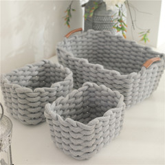 Sundries with handles cotton rope woven storage basket large and small cosmetics lipstick storage box eye shadow desktop storage box