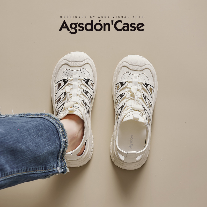 Sandalias deportivas Augu Shiden para mujer, novedad primavera 2026, calzado de senderismo y montañismo con correas elásticas, pequeñas sandalias acuáticas blancas con diseño calado.