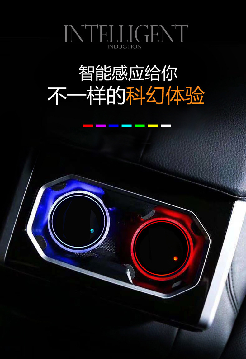 Car Luminous Colorful Led Water Cup Mat Interior Anti-Slip Mat Night Light Car-Mounted Automatic Sensing Decorative Ambient Light