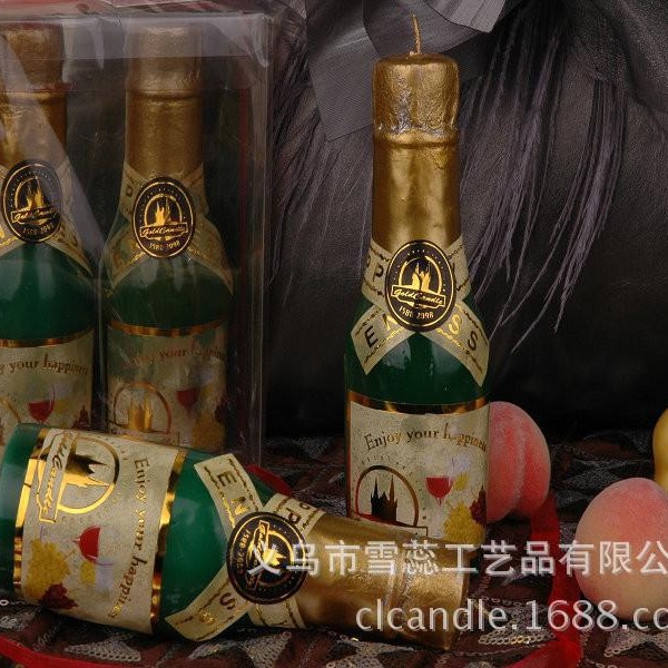 厂家供应仿真啤酒瓶蜡烛啤酒盖酒产品配套装饰外销工艺蜡烛