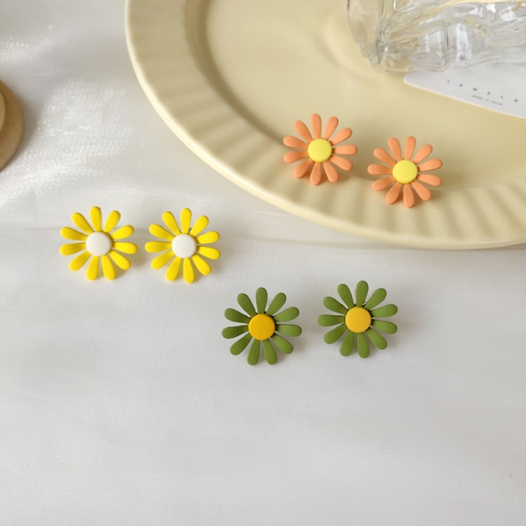 1 Pair Sweet Flower Alloy Stoving Varnish Womenu0027S Ear Studs