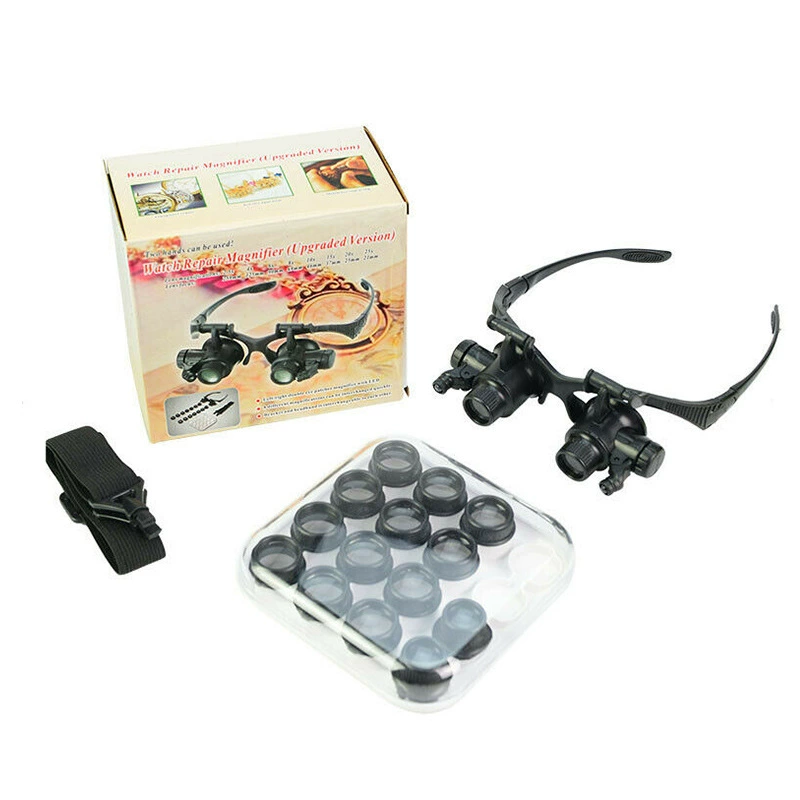 16 объектив Обнаружение ювелирных изделий электронные компоненты Ремонт часы светодиодные увеличительное стекло Бинокулярные очки Тип 9892G8KX