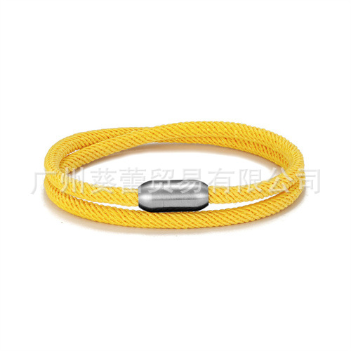 クロスボーダーの人気カジュアルアウトドア男性ブレスレットステンレス磁気ボタン二重ミラノロープカップルの手綱工場直売