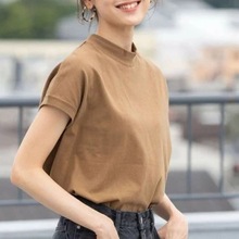 半高领短袖恤女宽松大码2024夏季新款韩版半袖体恤上衣潮