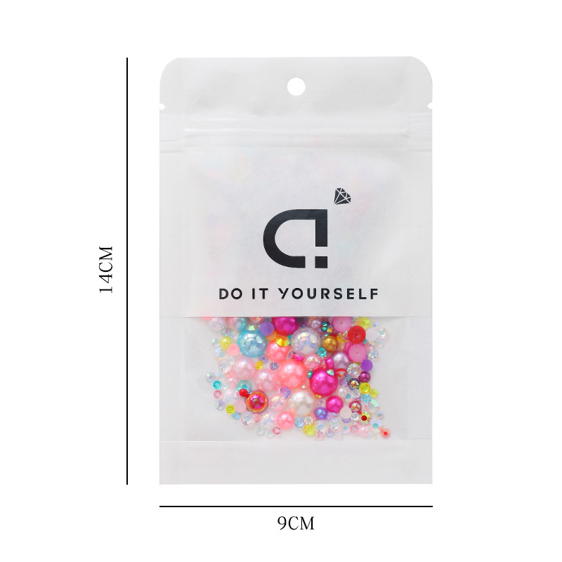 Amazon Venta caliente color mezclado semicírculo perla resina diamante mezclado 3-10mm brillante ABS perla DIY joyería