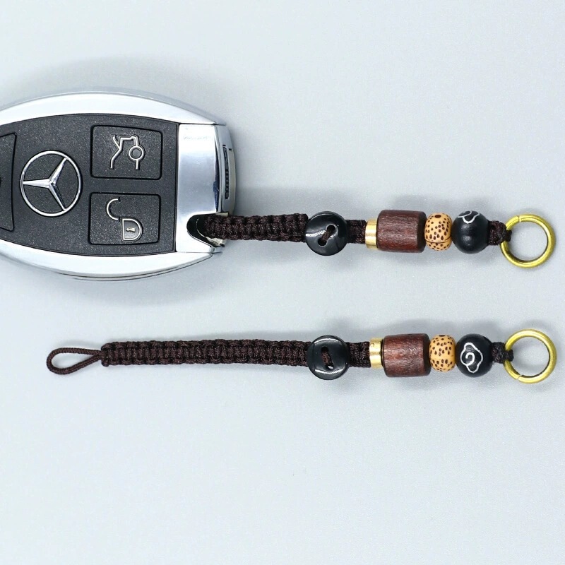 クリエイティブな手作りのロープ編みキーホルダー、ロープ編み半完成品ペンダント、可動バックル、ダイヤモンドノット、ダブルフラットノット、DIYストラップ|undefined