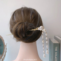 新中式流蘇吊墜髮釵珍珠髮簪時尚小眾高級感國潮復古髮飾百搭