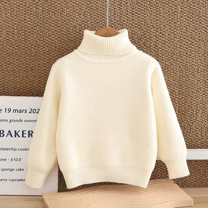 儿童毛衣打底衫2024秋冬新款男女童长袖一体绒高领内搭潮小童毛衣