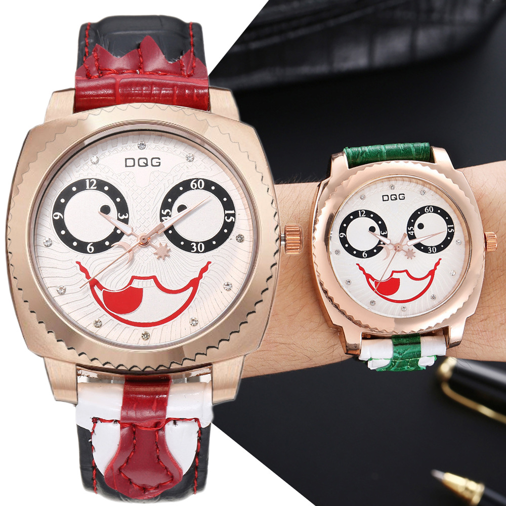 Cross-border Russian clown men's watch funny personality belt watch men's gift quartz watch