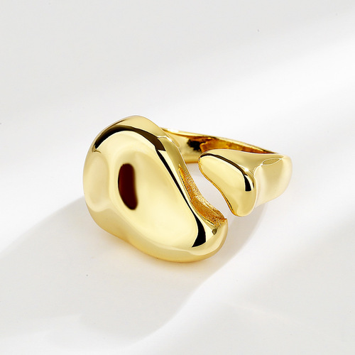 Korean style new cold style versatile jewelry niche design minimalist style irregular concave and convex surface open ring for women
