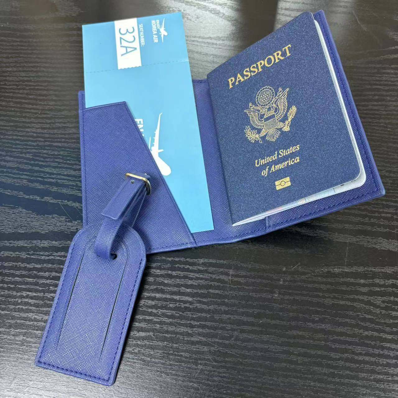 Cross-border PU leather lightweight portable passport holder travel ticket holder multifunctional passport bag luggage tag in stock