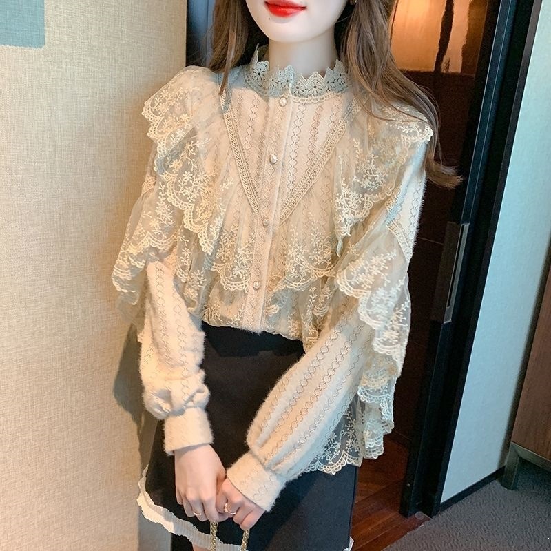 蕾丝衬衫打底衫女士早春秋冬季2026年新款法式洋气高级感内搭小衫