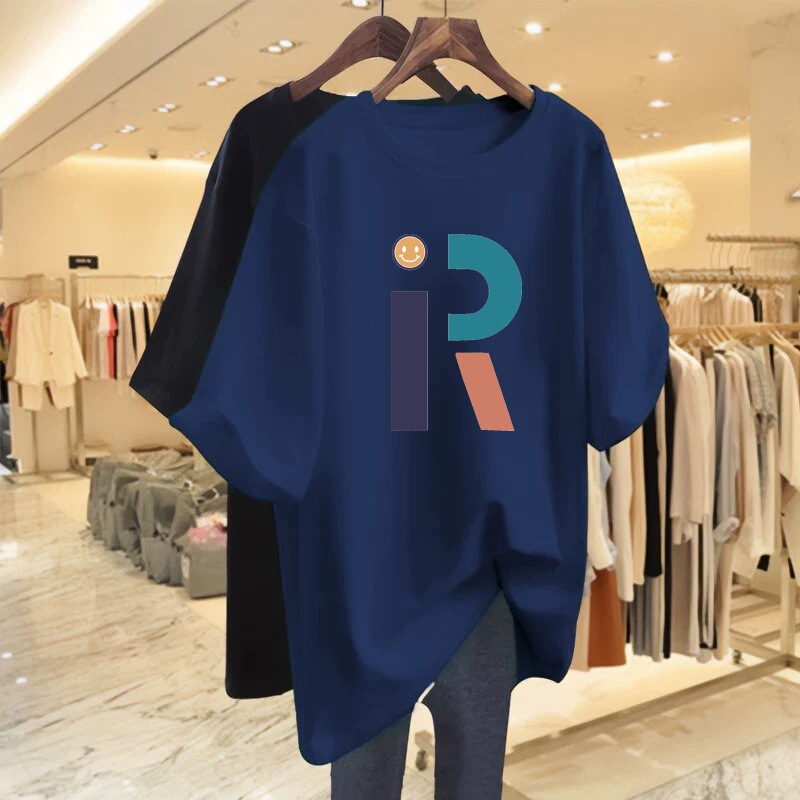 2025 New Export Mother's Wear Short-Sleeved T-Shirt Women's Loose Large Size Slimming Look Belly-Covering Printed Half-Sleeved T-Shirt Top 2025 New Export Mother's Wear Short-Sleeved T-Shirt Women's Loose Large Size Slimming Look Belly-Covering Printed Half-Sleeved T-Shirt Top