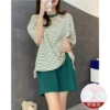 [Chest Pad] Green Stripe Double Short