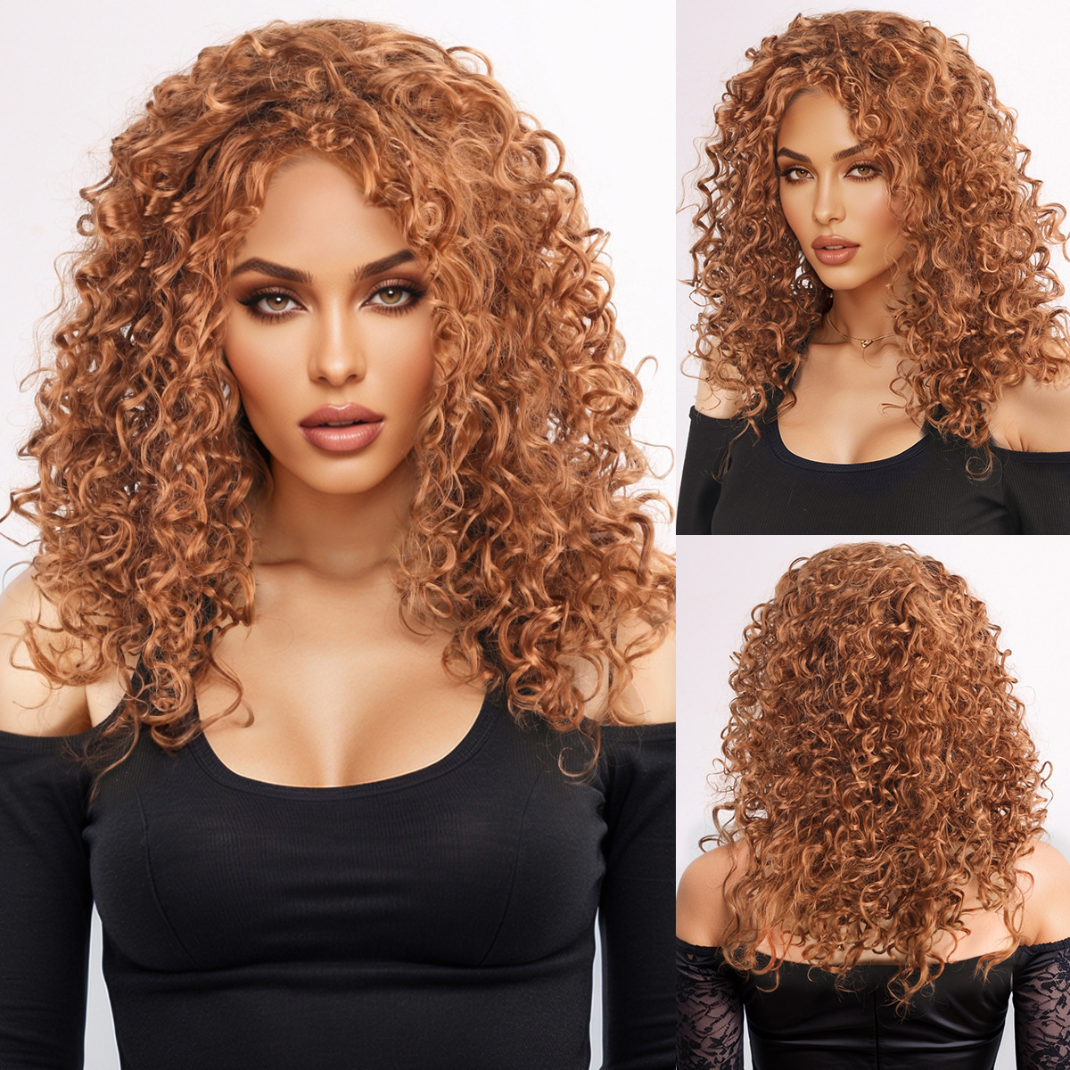 Amazon Wig Long Curly Hair Afro Curly Hair African Cross-Border European and American Fashion Headgear Hot Selling Small Coiled Tube