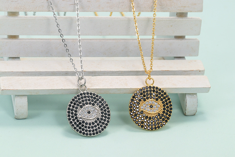 Unisex Gender Fashion Micro-set Zircon Devil's Eye Pendant Copper Necklace Wholesale