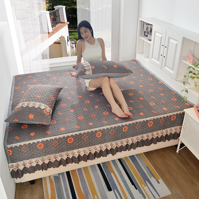 2024 New Bed Cover Three-piece Set Quilted Bed Sheet Tatami Big Kang Cover One-piece Cover Four-piece Set