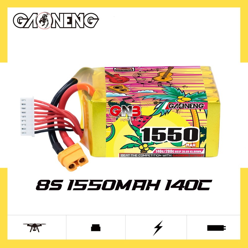 GNB High Energy 1550mAh 8S 29.6V 140C Remote Control UAV FPV Model Flying Lithium Battery
