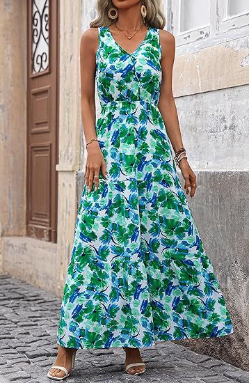 269g Weight Maxi Long Dress Dress Length Type Sleeveless Sleeve Length Swing Dress Dresses Type Sleeveless Sleeve Type Polyester Fabric Type Mid Waist Waist Line Holiday, Daily, Selfie Occasion V Neck Neckline Regular Fit Fit Type Flower Pattern Summer Season Women's Gender Printing Design Casual, Elegant, Simple Style Style Wholesale Women's Casual Elegant Simple Style Printing Flower Holiday Daily Selfie V Neck Sleeveless Swing Dress 24
