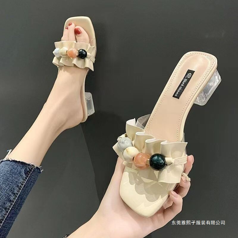 New summer women's sandals for outdoor wear, chunky heel, trendy low-heel, casual versatile slip-on women's shoes, fashionable New summer women's sandals for outdoor wear, chunky heel, trendy low-heel, casual versatile slip-on women's shoes, fashionable