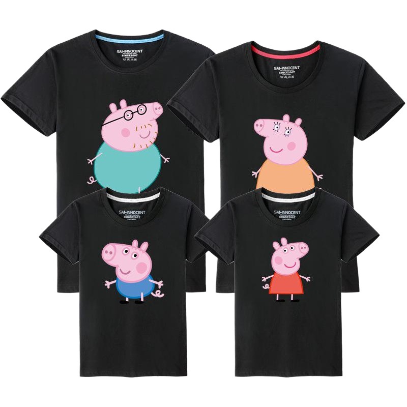 Verano de manga corta de tres piezas de algodón ropa para niños pareja padre-hijo cuello redondo hombres y mujeres media manga camiseta ropa de grupo