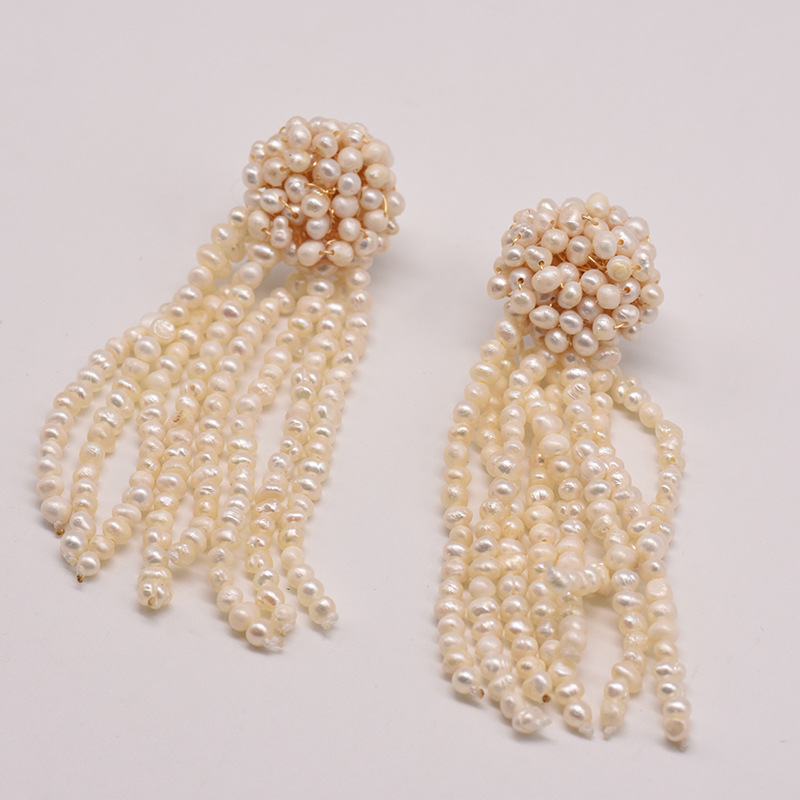 Pendientes de perlas de alto grado perla pendientes largos retro nicho diseño joyería de alta calidad al por mayor natural