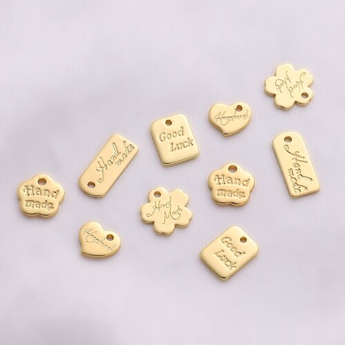 Color-Keeping 14K Gold Plated Heart Shape Letter Pendant DIY Handmade Bracelet Charm Accessory Material
