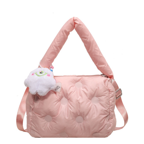 Cross-border winter down jacket bag for women, new soft girl cheese bag, handbag, internet celebrity pillow bag, shoulder crossbody bag