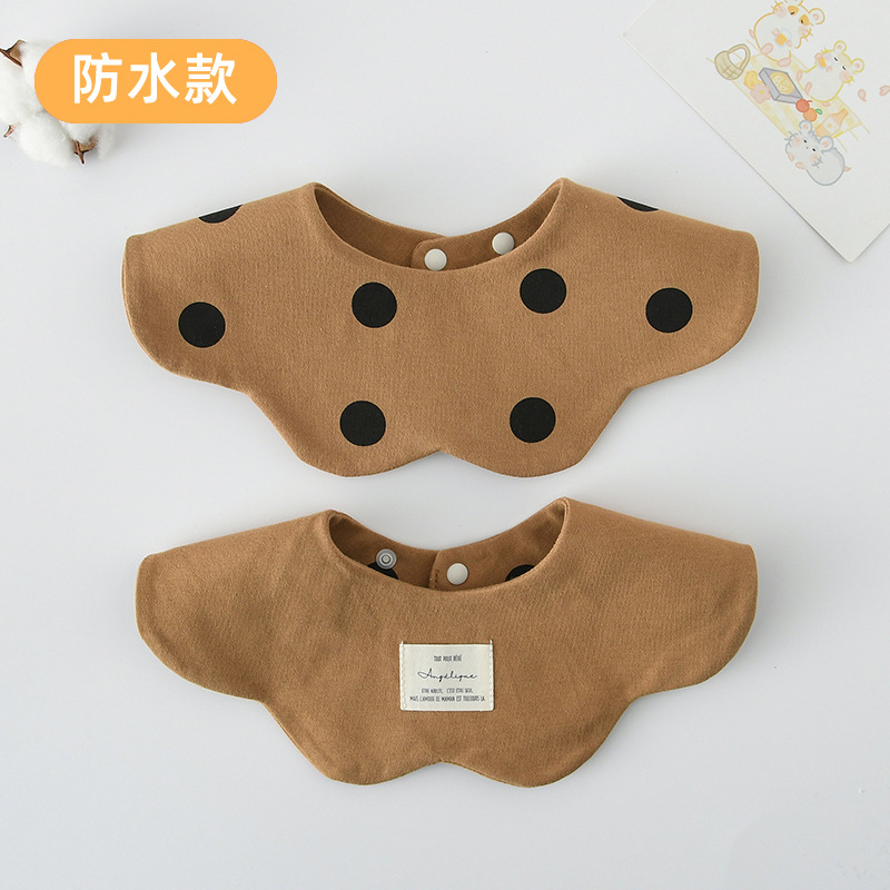 【방수 면 양면】 커피색 도트 + 커피색