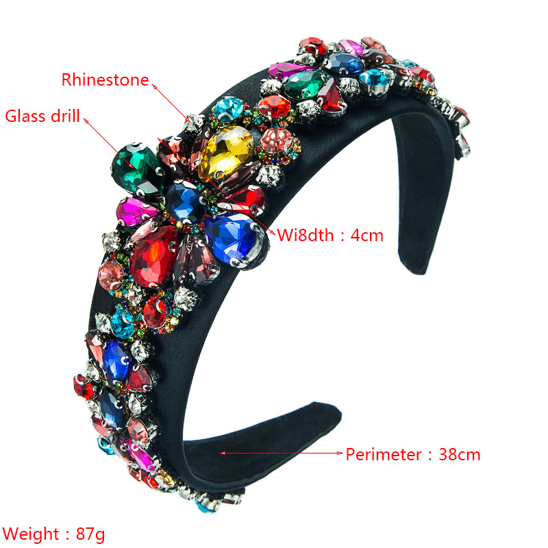 Barockes Modisches Diamantbesetztes Stirnband Mit Breiter Krempe Retro-stirnband display picture 1