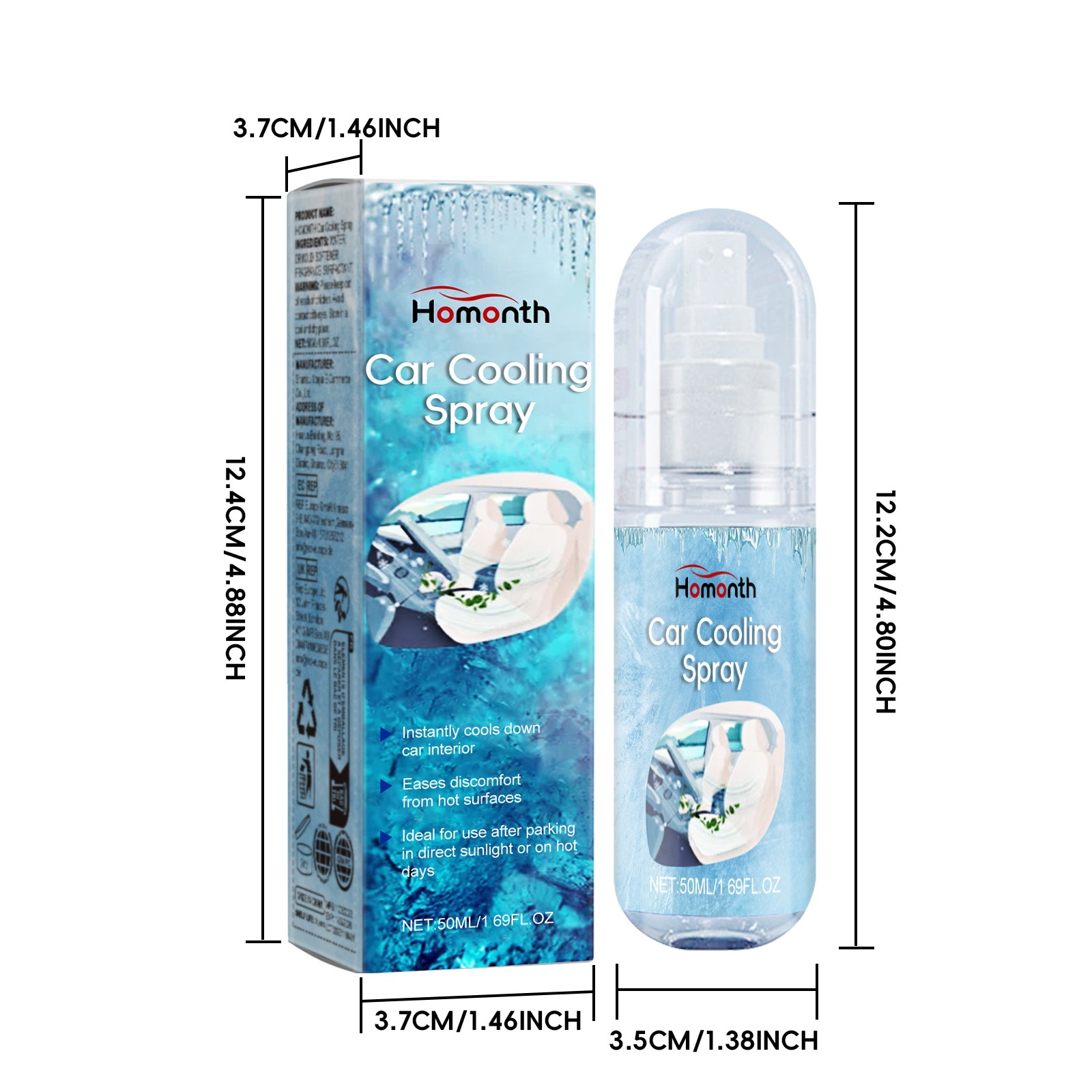 Homonth Car Cooling Spray Summer Car Cooling Agent for a Cool and Comfortable Driving Experience