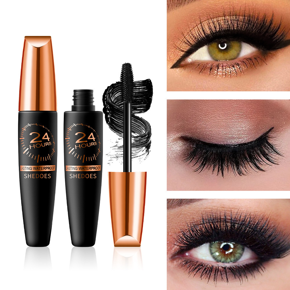Shedoes maquillaje transfronterizo de 24 horas, sin manchas, sin decoloración, impermeable, a prueba de sudor, forma gruesa, alargamiento de la máscara