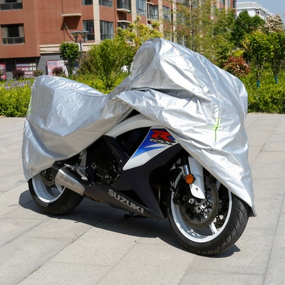 Ready-Made Motorcycle Cover, Electric Vehicle Cover, 210D Oxford Cloth Cover, Thickened, Sun-Proof and Rain-Proof, Custom Logo Printing (Car clothing) - s-oxford-silver