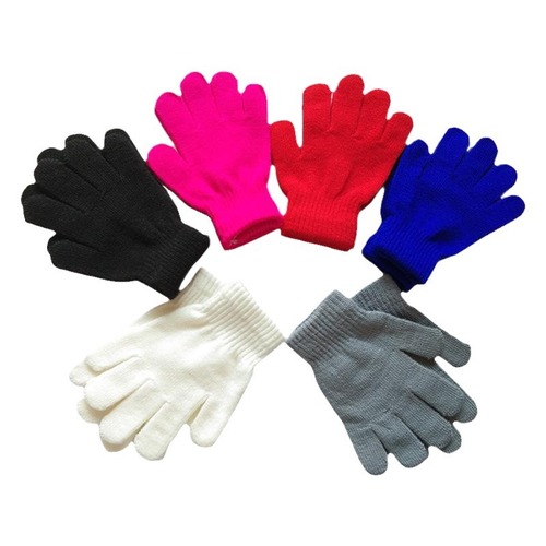 Children's Knitted Warm Mittens for 5-10 Years Old, Single Color, Writing Performance Magic, Cotton-Padded, for Primary School Students