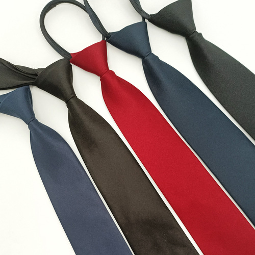 Professional workwear solid color tie for men and women 8cm formal business red black tie hand type/zipper type