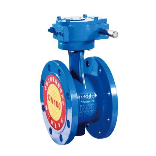 法兰蝶阀涡轮大口径蝶阀球墨铸铁三元乙丙胶软密封给排水蝶阀开关