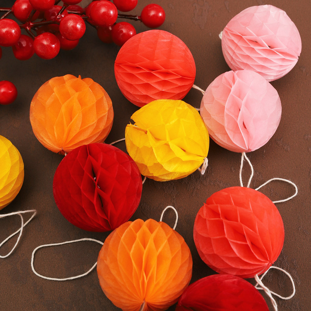 2026 barril de Año Nuevo decoración de papel de panal bolas de color flores de bolas de linternas decorativas hechas a mano DIY material de regalo lote