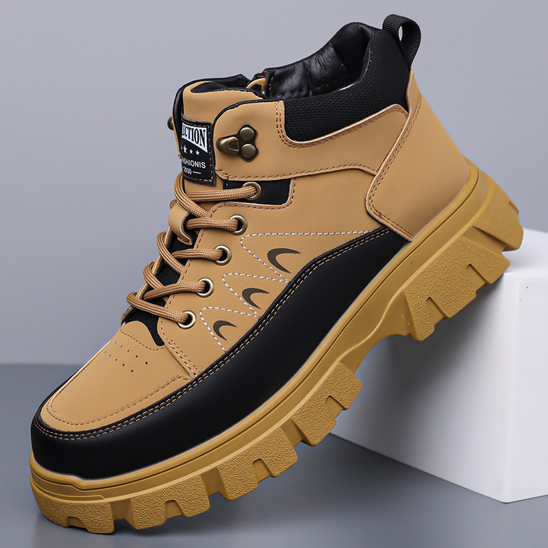 高帮男鞋2025冬季雪地靴加绒加厚保暖棉鞋休闲运动马丁靴代发