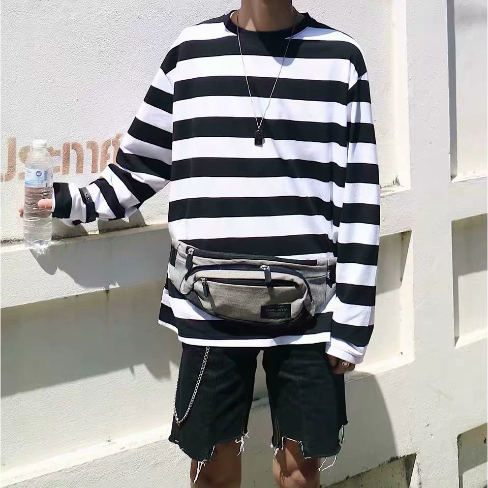 Полосатая футболка с длинными рукавами мужской гонконгский ветер осенний тонкий свободный топ молодежный повседневный дикая рубашка с морской душой