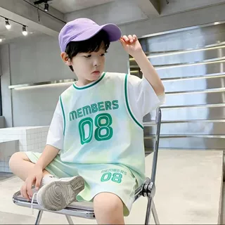 2026男童短袖套装夏季弹力两件套儿童速干运动套装批发