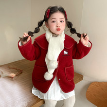 女童外套秋冬款2025新款儿童洋气加绒加厚呢大衣冬季宝宝冬装上衣