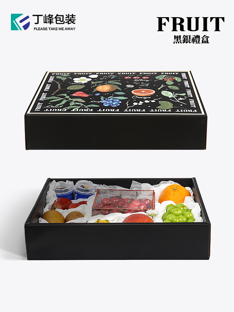Caja general de frutas, caja de regalo de plata negra, naranja de uva, peras fragrantes, caja de regalo de frutas mezcladas, caja vacía