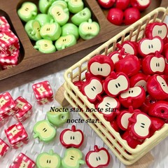 アクリルかわいいアップルスクエアビーズ手作り diy ビーズジュエリーアクセサリーブレスレット携帯電話チェーンルースビーズアクセサリー材料