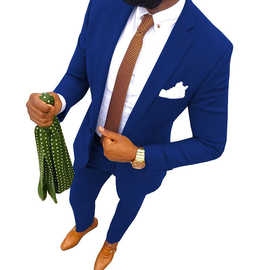 欧美外贸速卖通亚马逊大码西服两件套婚礼宴会多色西装男套装