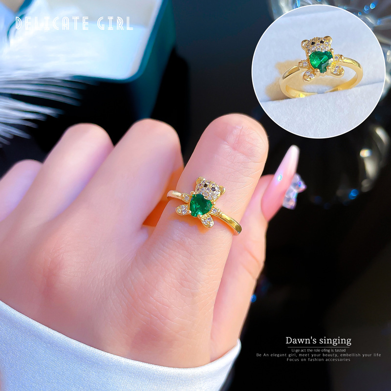 Women's Cute Bear Brass Zircon Rings Inlay display picture 5