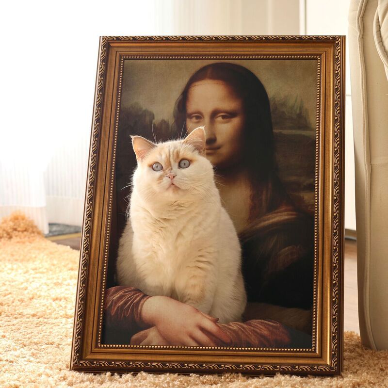 蒙娜丽莎猫窝猫抓板一体世界名画框猫咪玩具封闭式猫窝油画猫房子|undefined