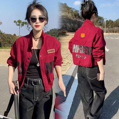 一件代发薄款立领外套女2025春秋季新款时尚休闲长袖夹克短款上衣