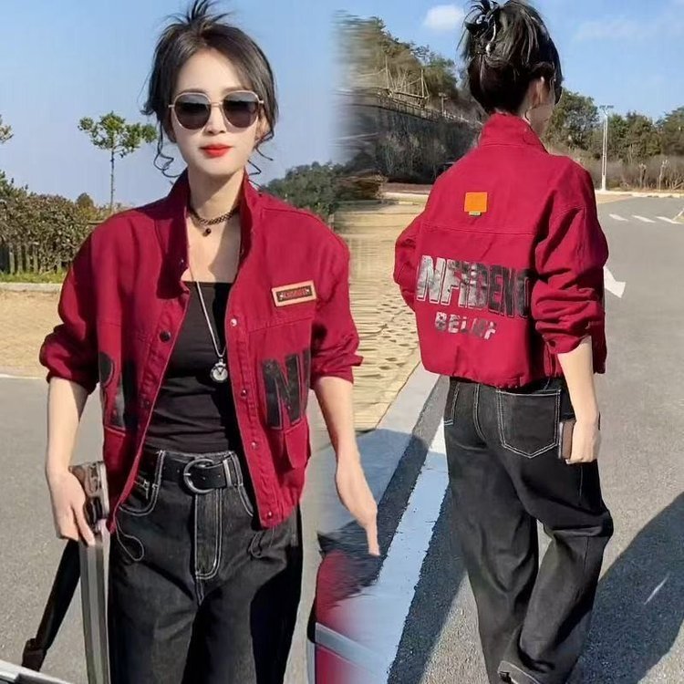 一件代发薄款立领外套女2025春秋季新款时尚休闲长袖夹克短款上衣|undefined
