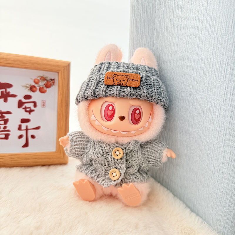Solo ropa] Llavero de primera y segunda generación Labubu colgante de ropa Rabubu ropa de bebé suéter de punto traje de sombrero